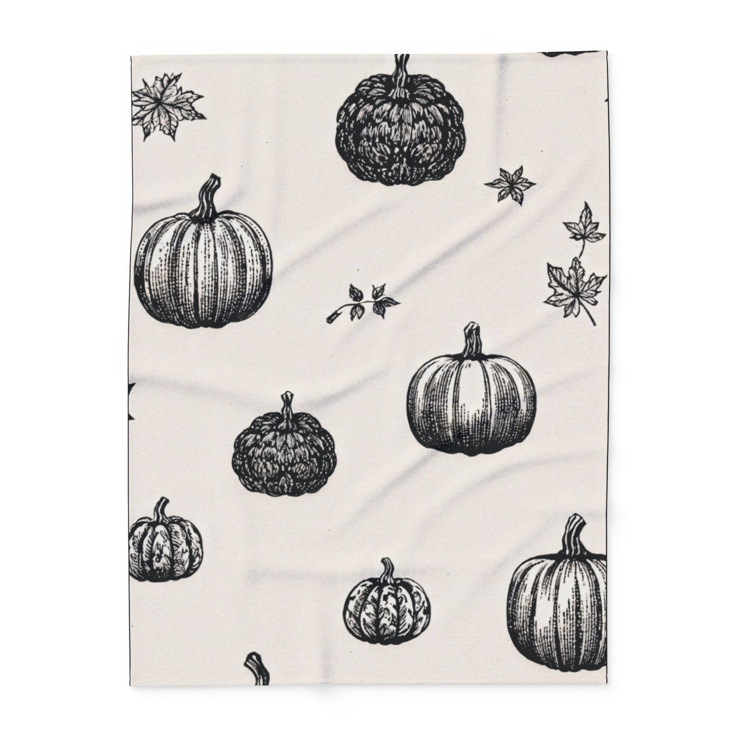 Vintage Black and White pumpkin Arctic Fleece Blanket - KiwiKreationCo