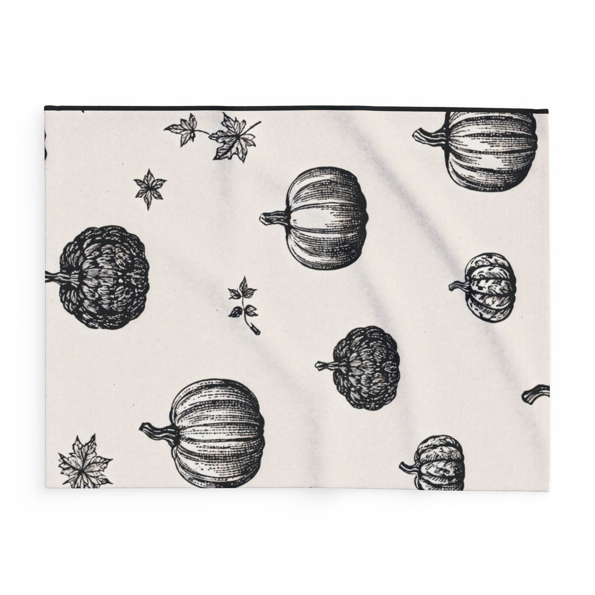 Vintage Black and White pumpkin Arctic Fleece Blanket - KiwiKreationCo