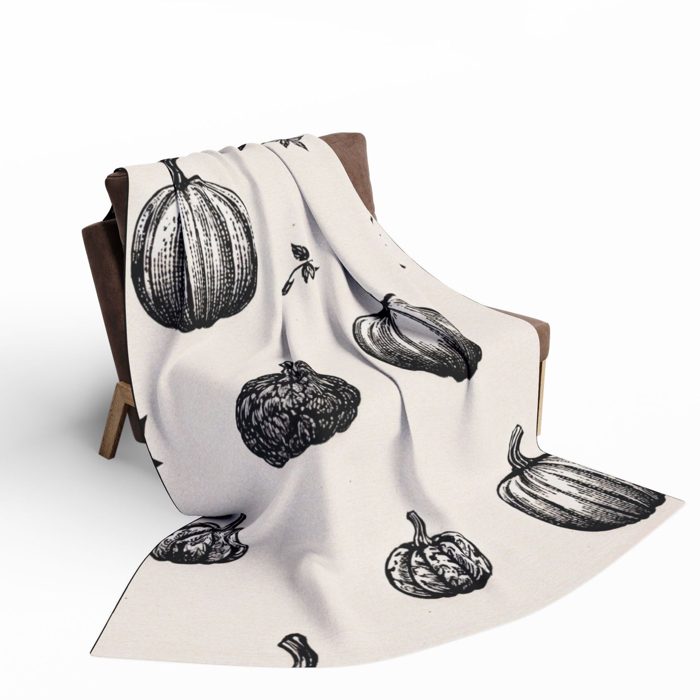 Vintage Black and White pumpkin Arctic Fleece Blanket - KiwiKreationCo