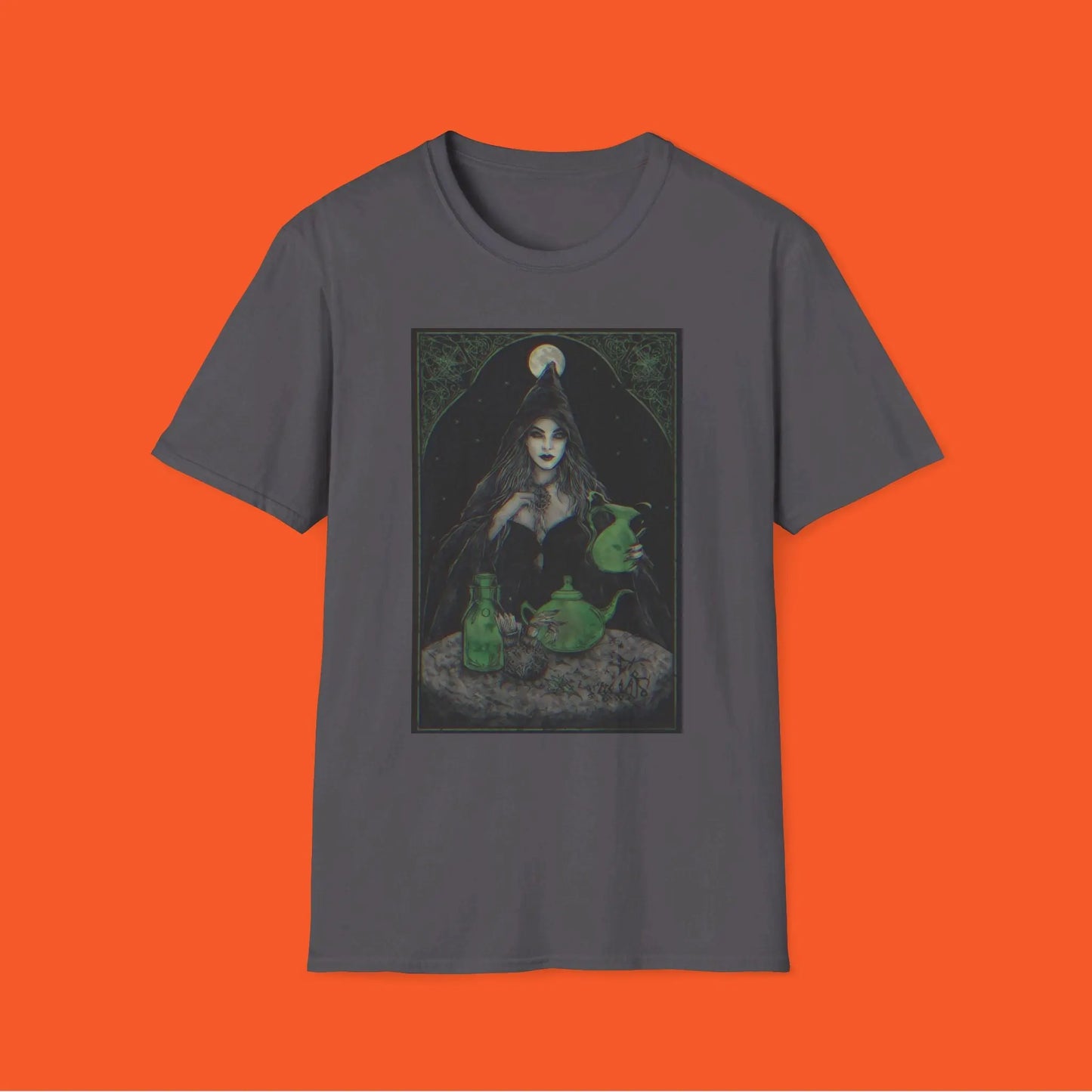 Vintage Gothic Witch Softstyle T-Shirt - KiwiKreationCo