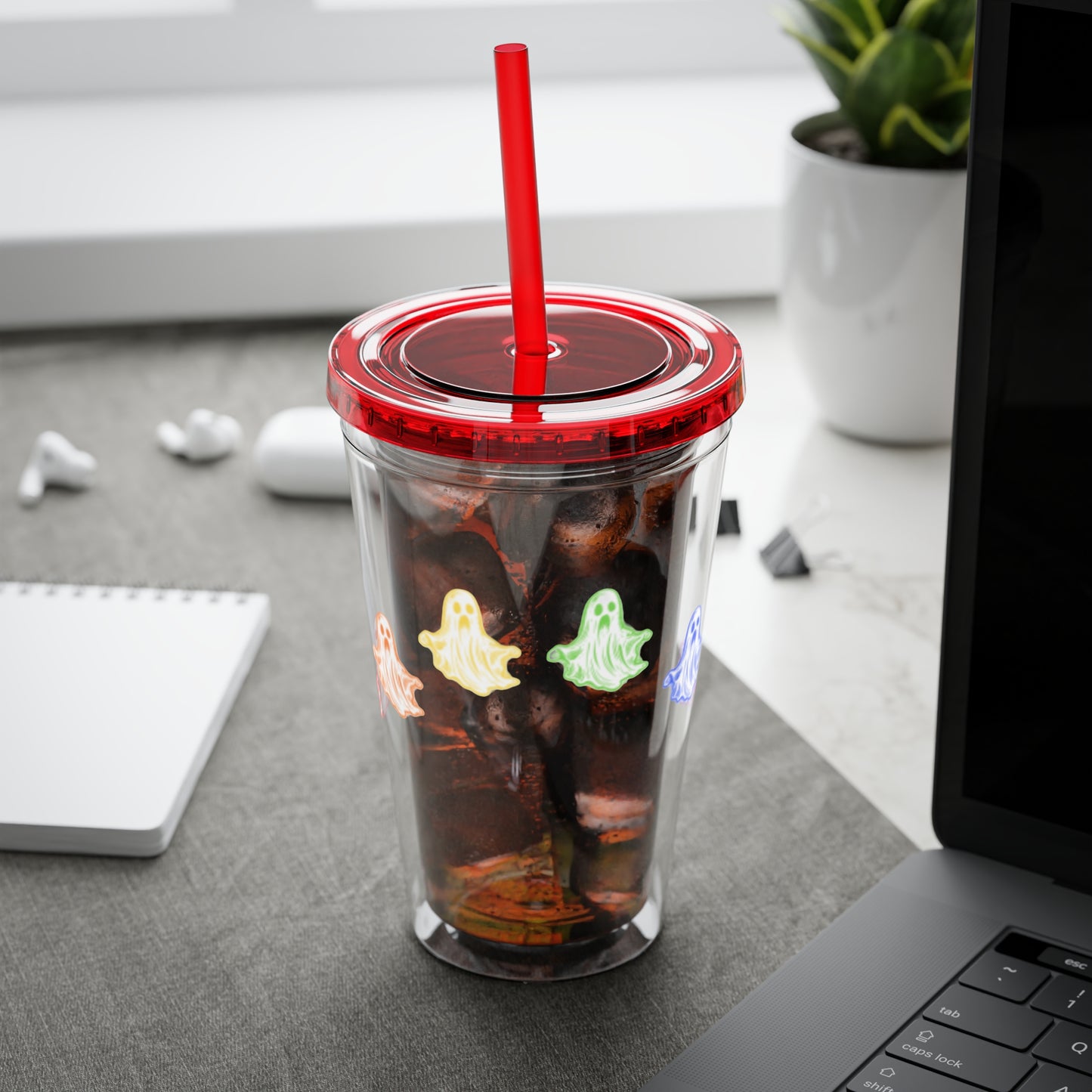 Rainbow Halloween Tumbler with Straw