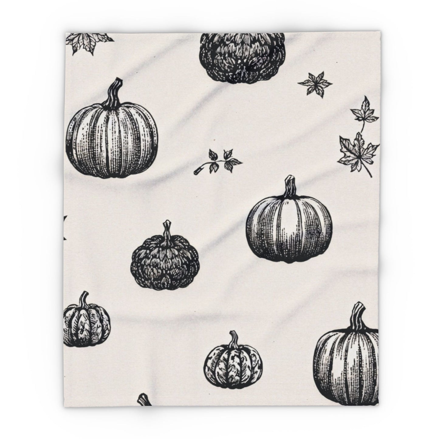 Vintage Black and White pumpkin Arctic Fleece Blanket - KiwiKreationCo