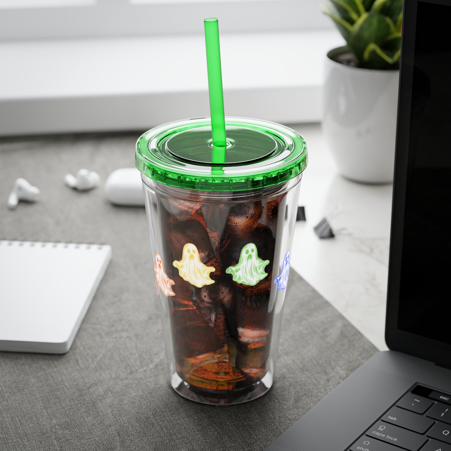 Rainbow Halloween Tumbler with Straw