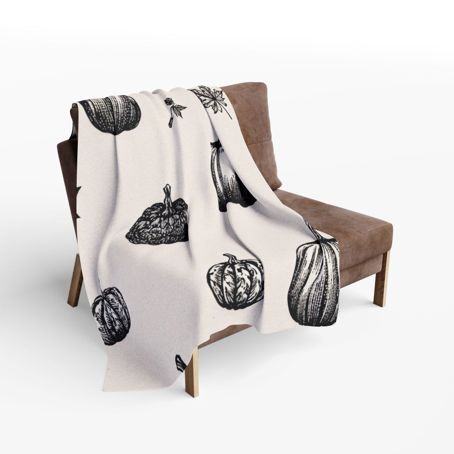 Vintage Black and White pumpkin Arctic Fleece Blanket - KiwiKreationCo