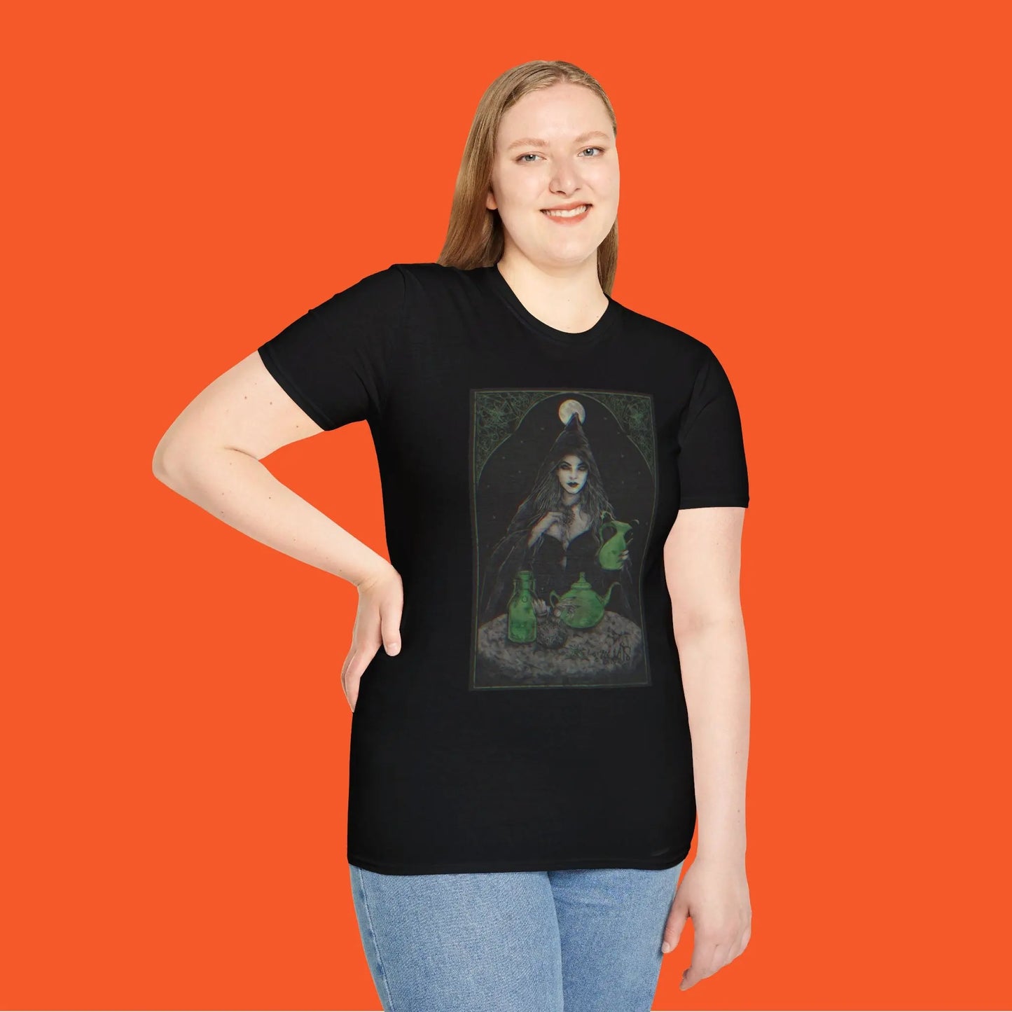 Vintage Gothic Witch Softstyle T-Shirt - KiwiKreationCo