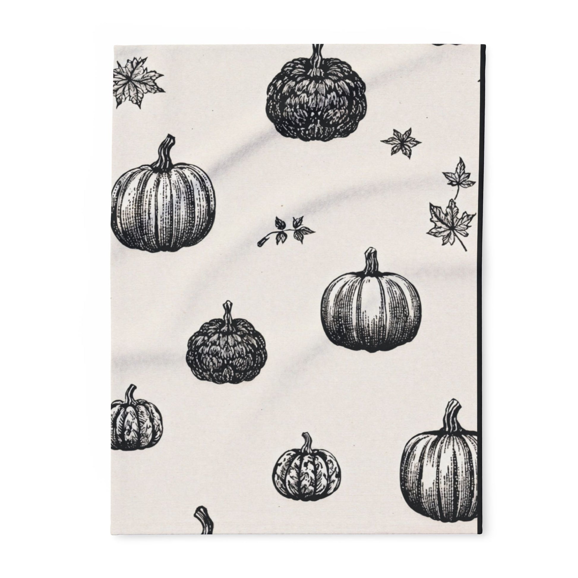 Vintage Black and White pumpkin Arctic Fleece Blanket - KiwiKreationCo